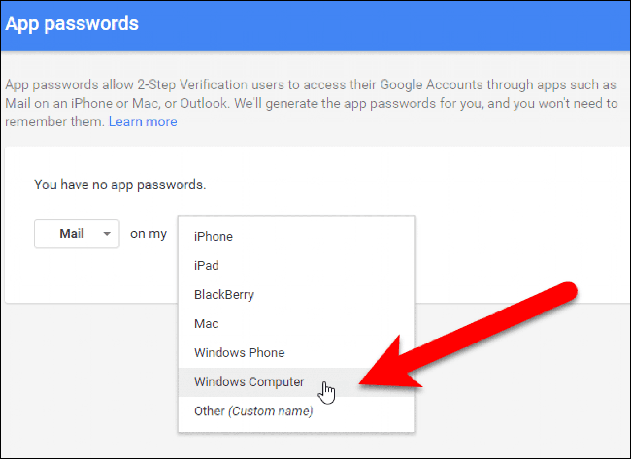 Google app password. Google accounts.