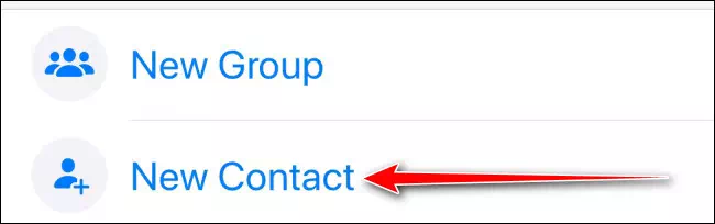 انقر فوق جهة اتصال جديدة في WhatsApp على iPhone