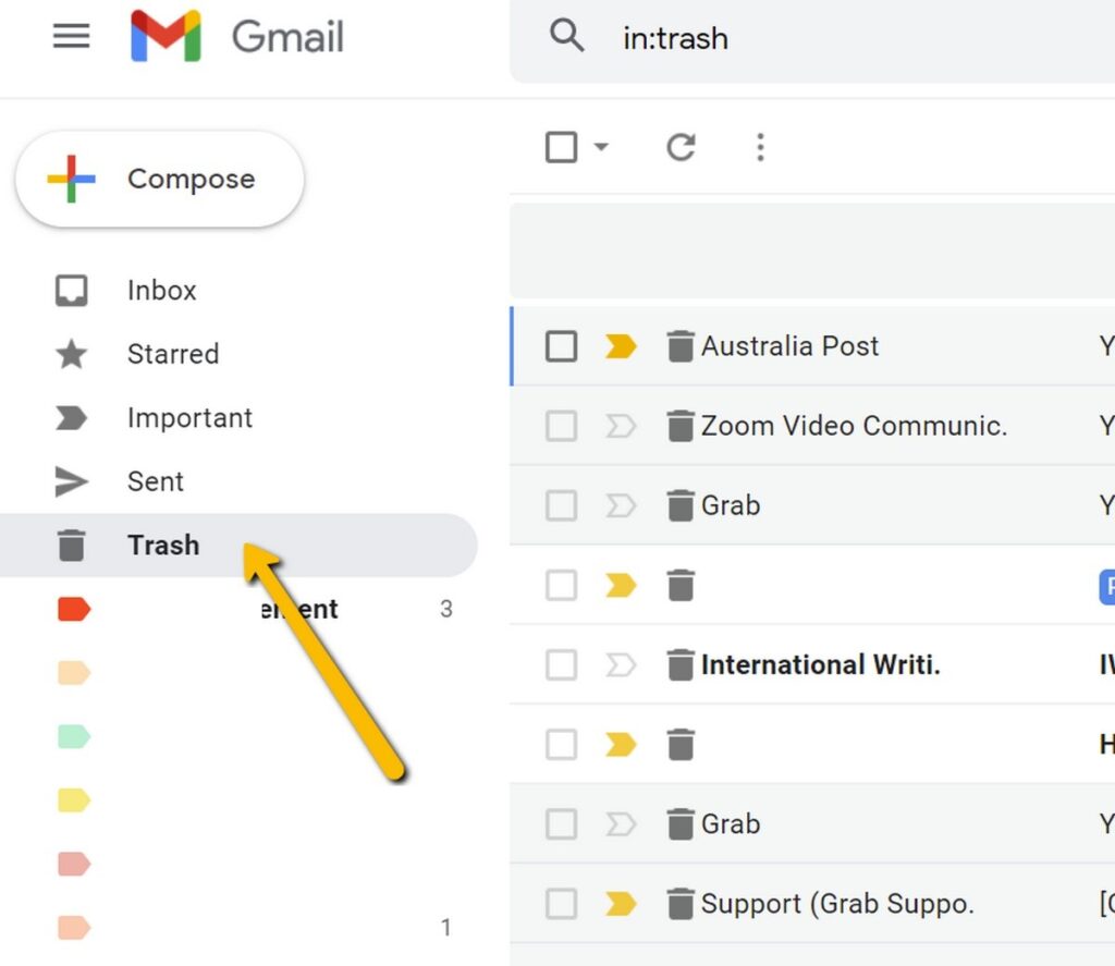 gmail deleted mail from my inbox