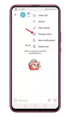 Telegram انقر فوق تغيير الألوان