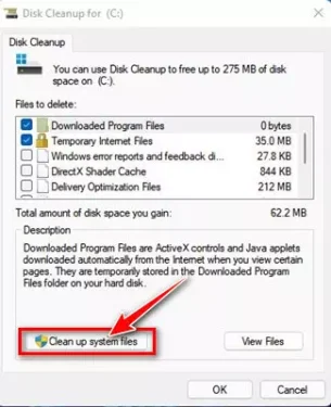 Disk Cleanup تنظيف ملفات النظام