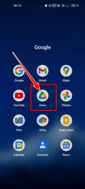 انقر على تطبيق Google Drive