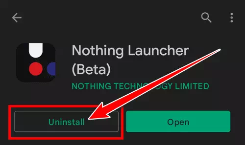 إلغاء تثبيت وإزالة Nothing Launcher