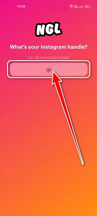 اكتب اسم مستخدم إنستغرام الخاص بك