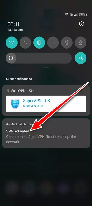 أنت تستخدم VPN