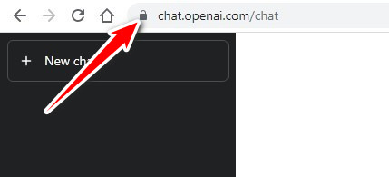 ChatGPT انقر على أيقونة القفل بجانب URL على شريط العنوان