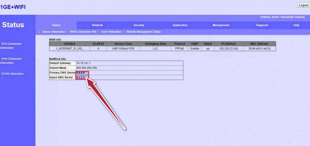 تحقق من خادم DNS الخاص بالراوتر