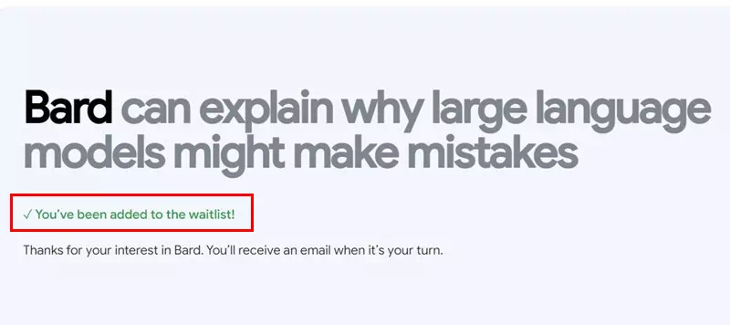 تم الانضمام إلى قائمة انتظار Google Bard