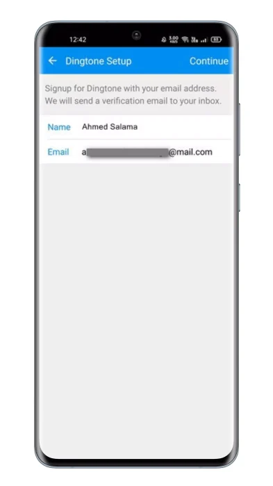 استخدم عنوان بريدك الإلكتروني للتسجيل في Dingtone