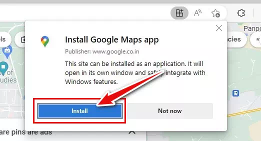 في موجه تثبيت خرائط Google ، انقر فوق الزر تثبيت